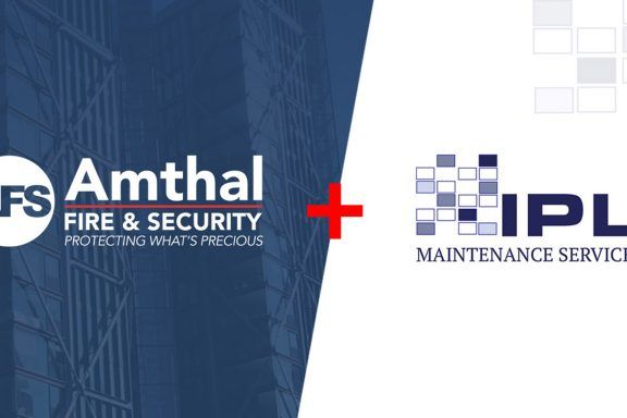A banner showcasing the Amthal Fire & Security logo and the IPL Maintenance Services logo