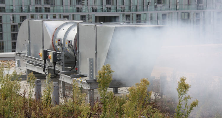 smoke ventilation system in operation